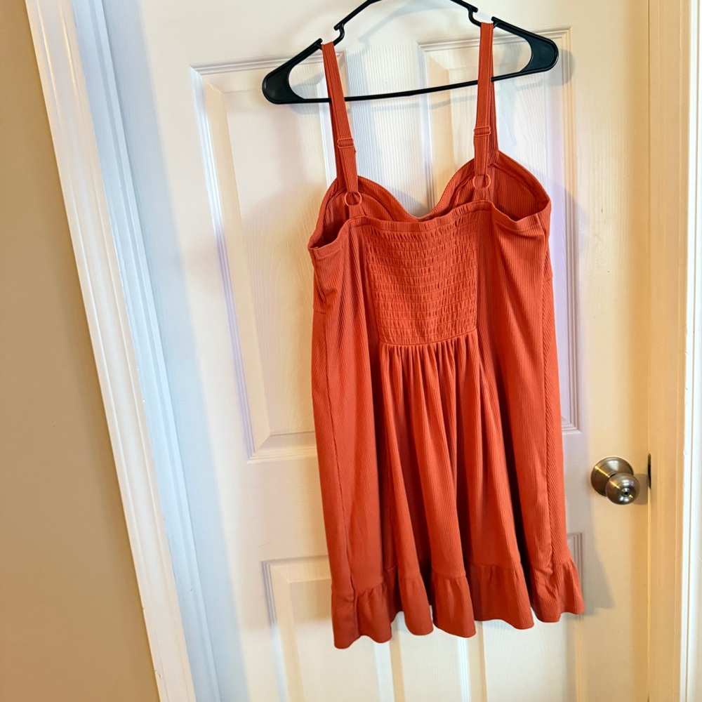 Rust Orange Button-Front Ruffle-Hem Dress – XL (15–17) - Picture 4 of 9